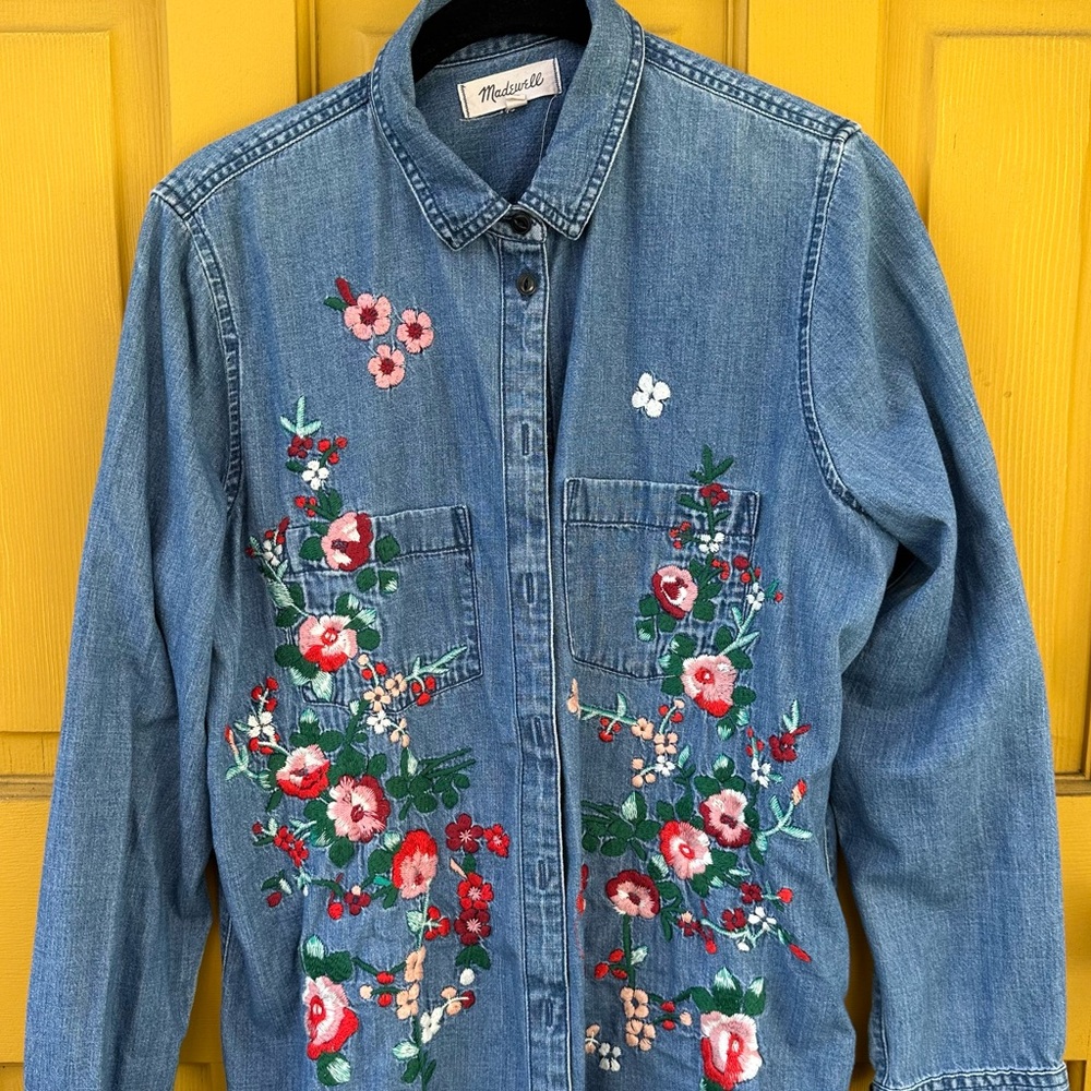 Madewell Embroidered Denim Button Down